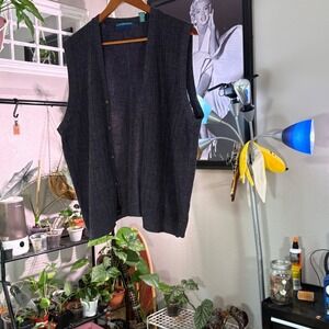 Claybrooke Men's XL Charcoal Gray Wool Blend Button Up Knit Sweater Vest